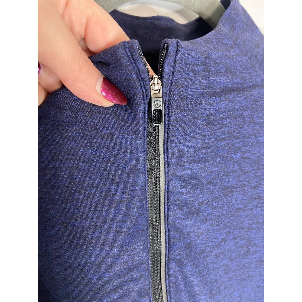 Lululemon Surge Warm 1/2 Zip Heathered Hero Blue Black-sz Medium - Picture 9 of 10